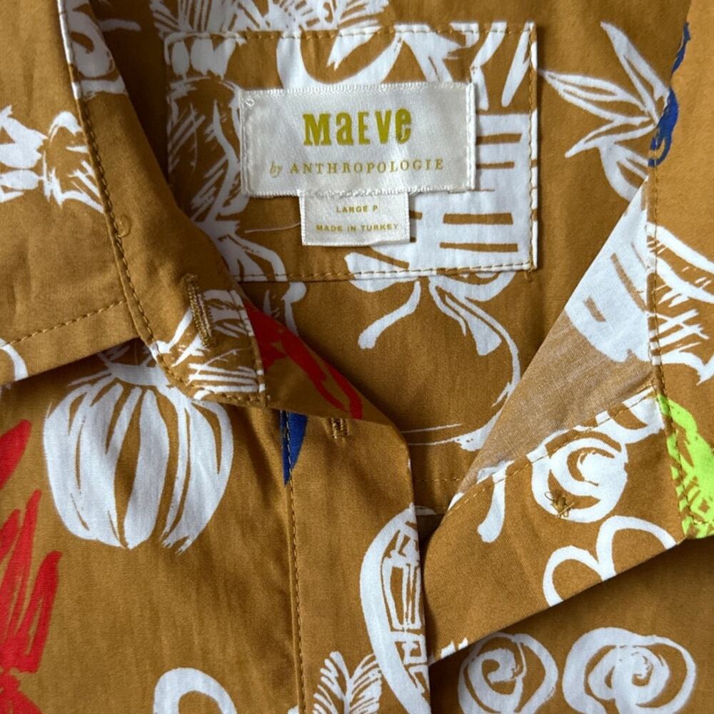 Anthropologie Maeve Toni Tunic Dress‎ Gold Pockets Tie Waist Size Large Petite - Picture 8 of 12